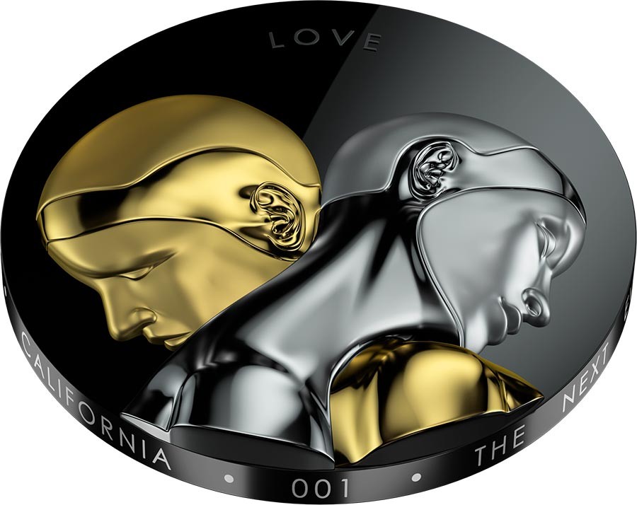 Tokelau ROBOTS V.1 (love) series THE NEXT EVOLUTION $20 Silver Coin Pinnacle Relief © Gold plated 2021 Obsidian Black Proof 3 oz
